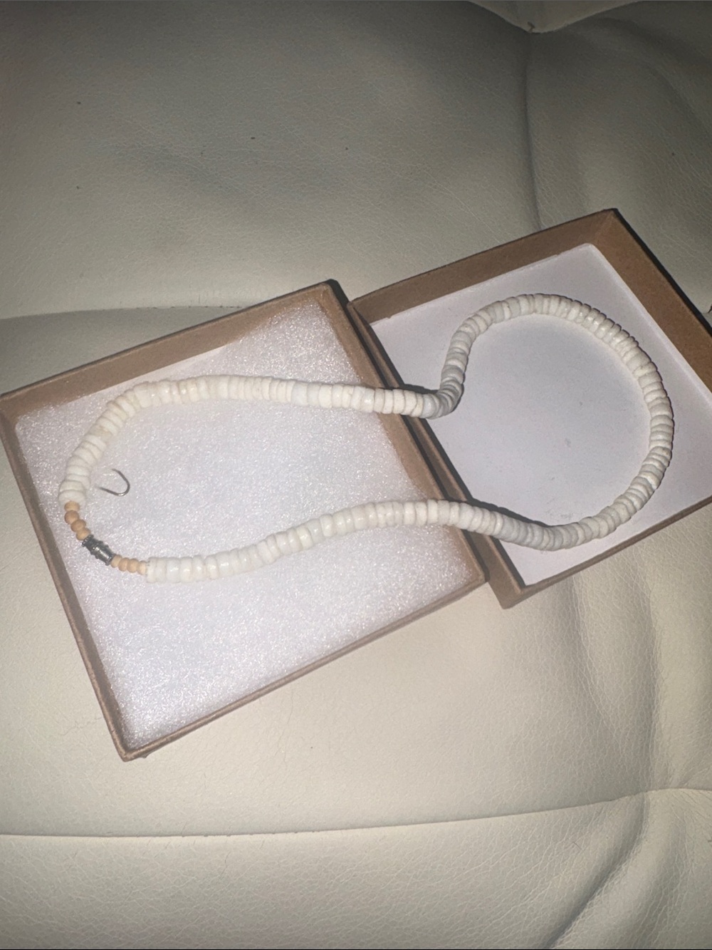 Hawaiian White Pukka Shell Necklace w/Silver Twist Clasp